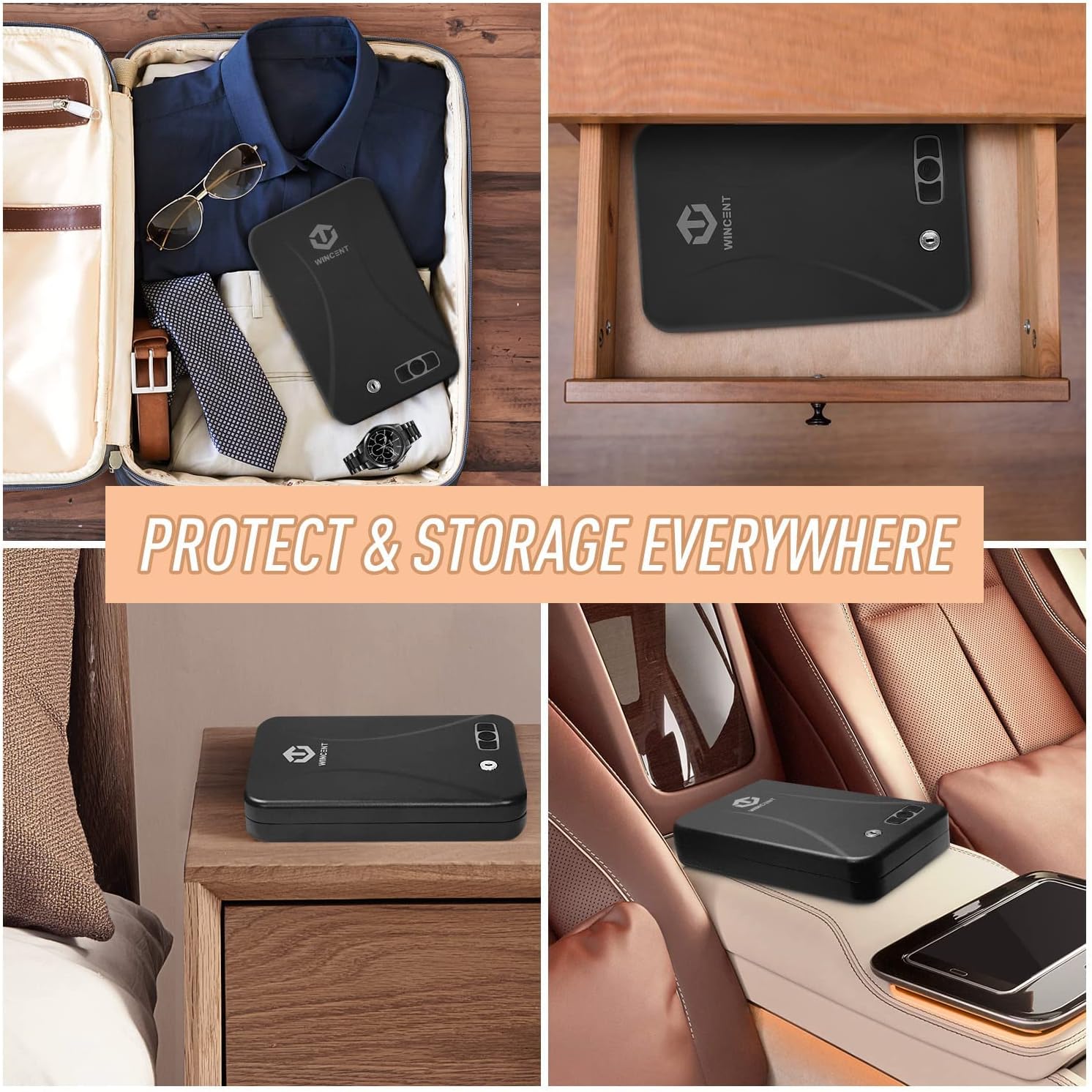 Gun Safe Lock Box Portable Pistol Safe One Gun Capacity with RFID & Key