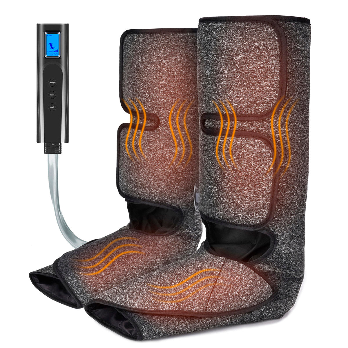Foot and Calf Massager with Heat, Leg Air Massager for Circulation and Relaxation with Hand-held Controller 6 Modes 3 Intensities (with 2 Extensions)