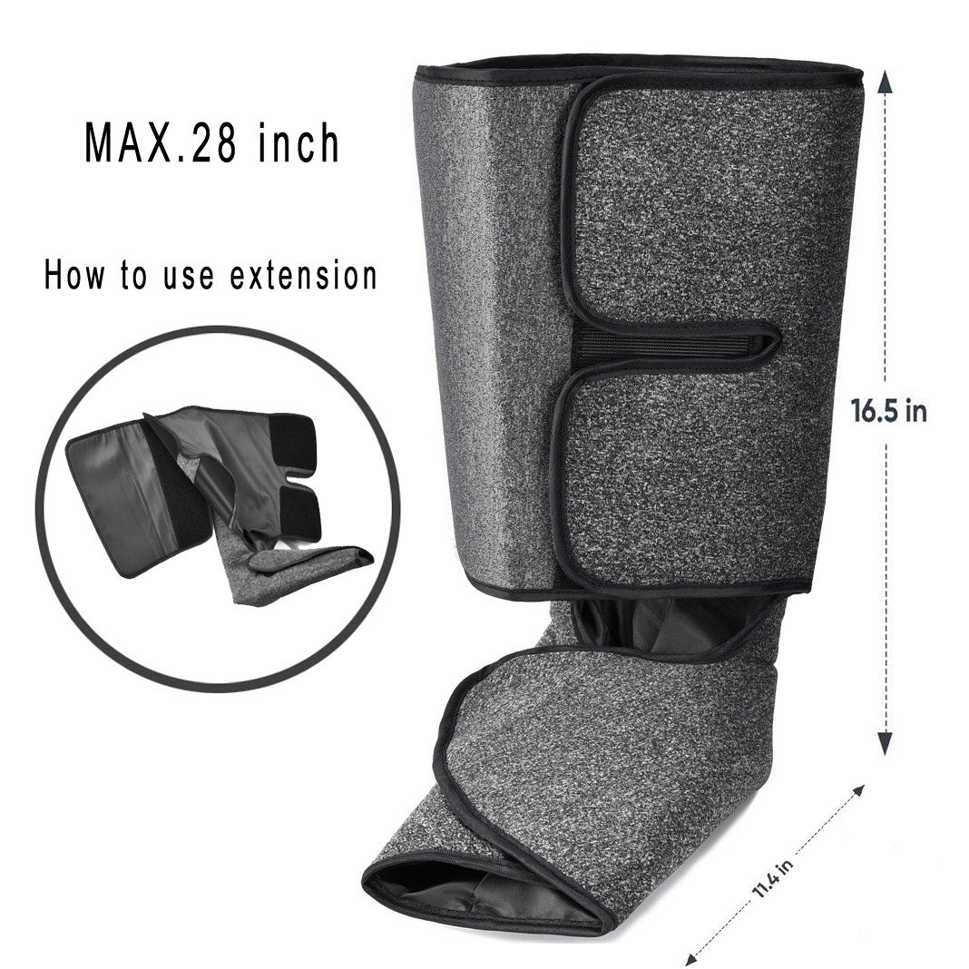 Foot and Calf Massager with Heat, Leg Air Massager for Circulation and Relaxation with Hand-held Controller 6 Modes 3 Intensities (with 2 Extensions)