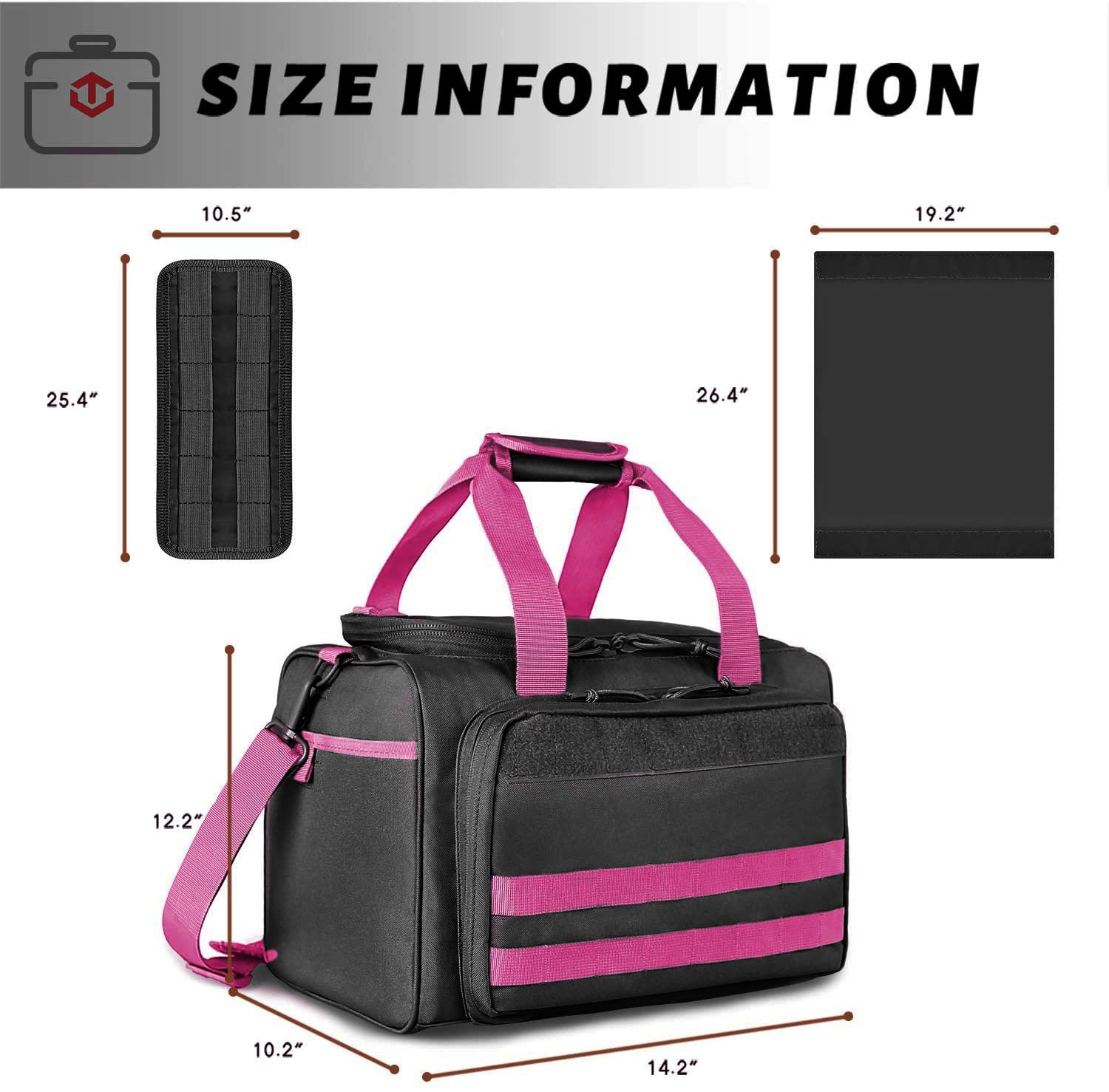 WINCENT Tactical Gun Range Bag for Handguns and Ammo - Pink