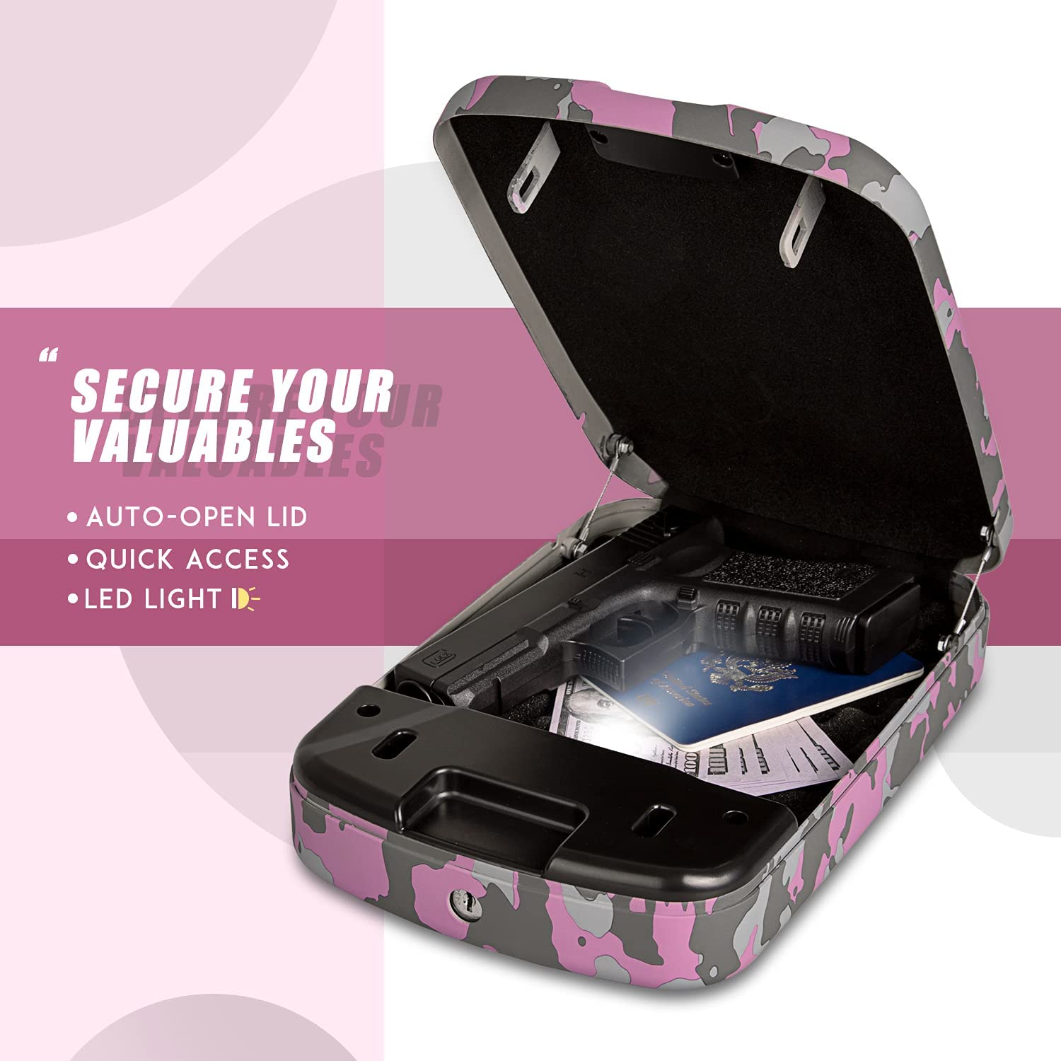 WINCENT Portable Gun Safe - Pink Camo