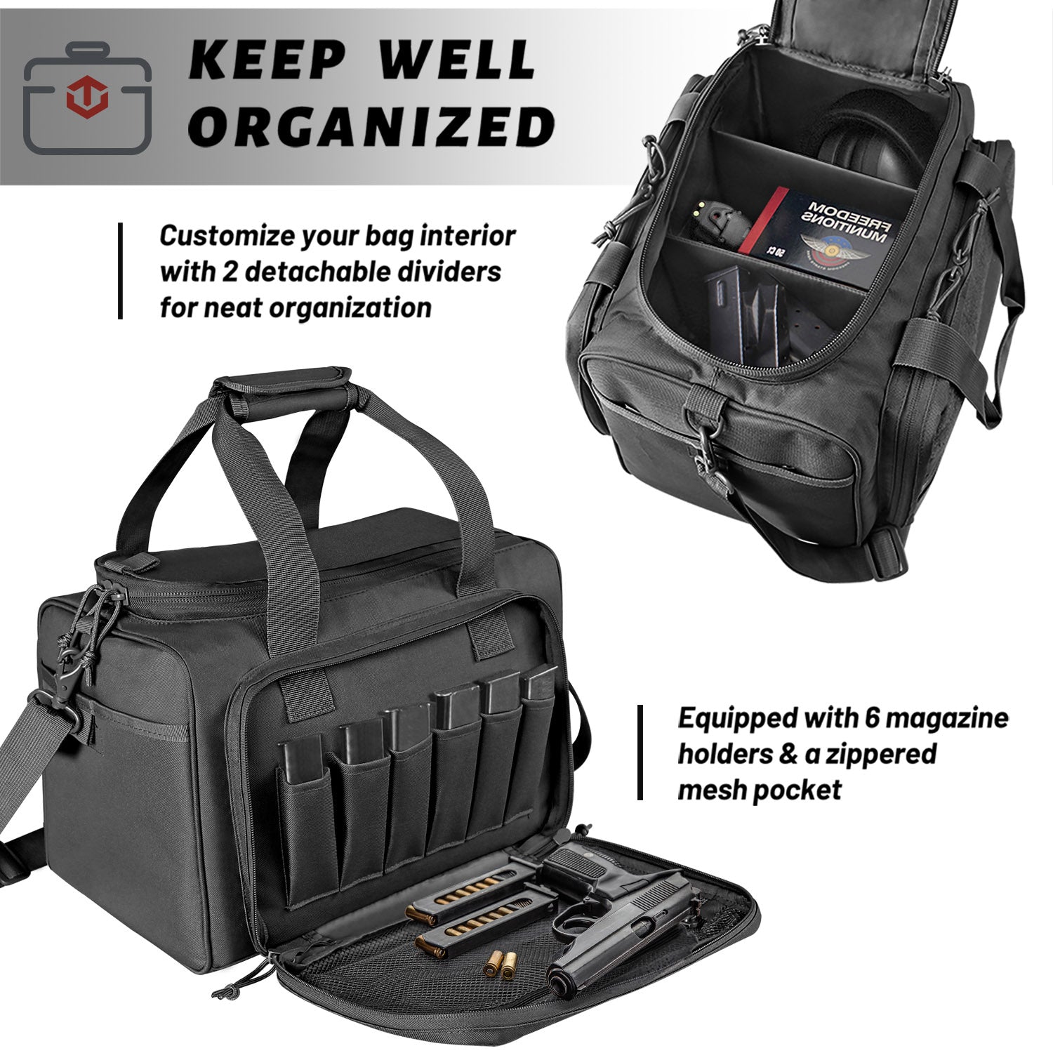 WINCENT Tactical Gun Range Bag for Handguns and Ammo