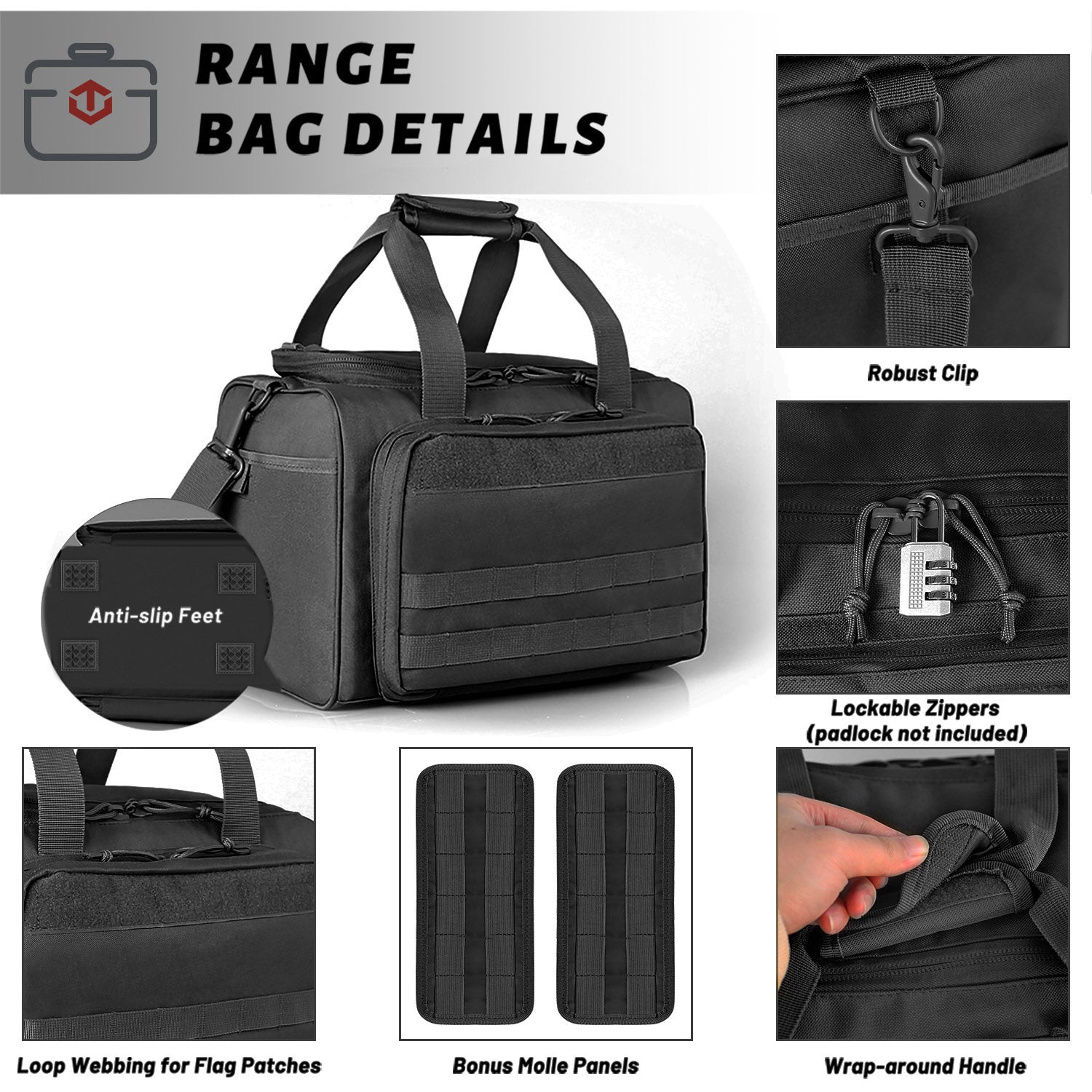 WINCENT Tactical Gun Range Bag for Handguns and Ammo